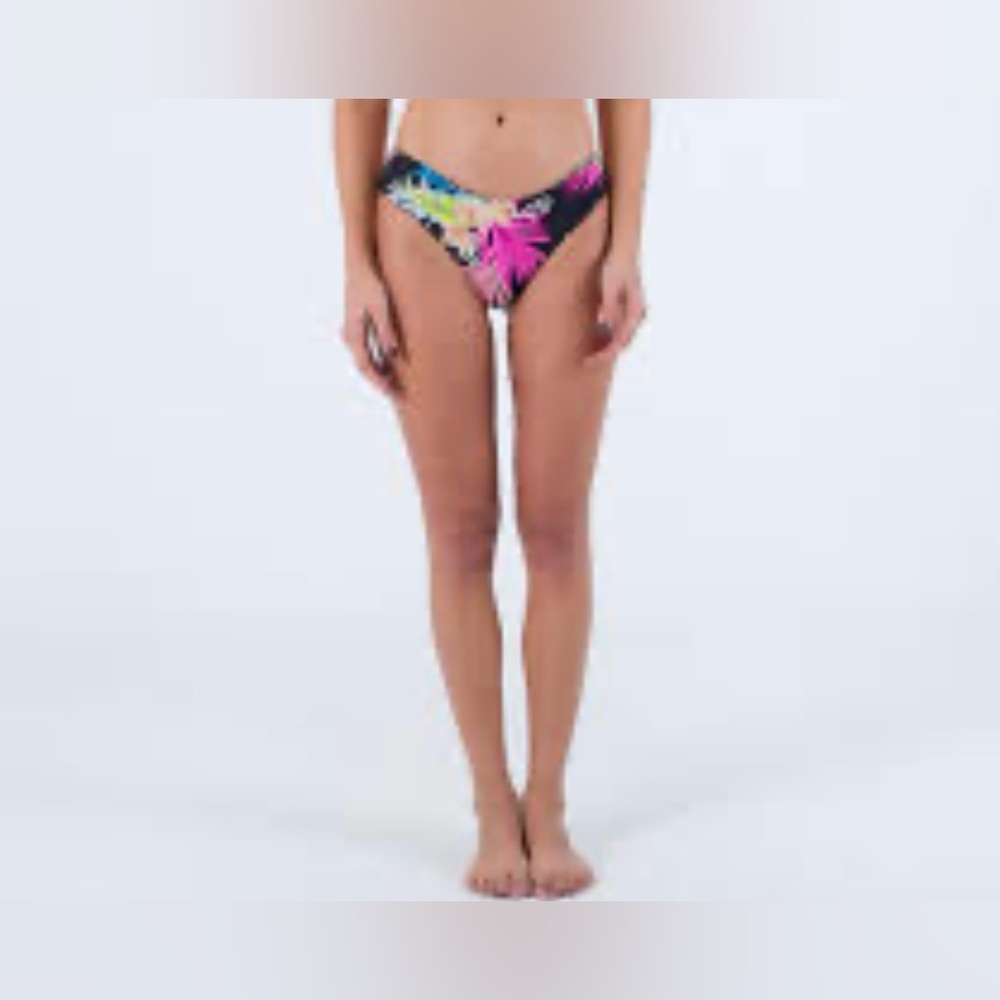$13 Friday Hurley Black Floral Reversible Cheeky Hipster Bikini Bottom women